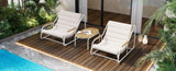 TREXM Outdoor Chaise Chairs Set of 3, Patio Chaise Chair with Acacia Side Table, Pool N715P237243K