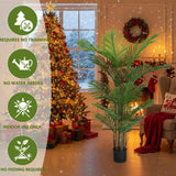 2 PCS Set 5.2ft Artificial Trees Faux Tropical Potted Plants Areca Palm Tree for Christmas Indoor 98380593