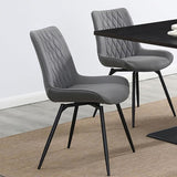 ZUN Grey Tufted Swivel Dining Chairs B062P145620