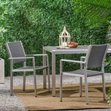 ZUN Cape Coral Outdoor Wicker Dining Chairs with Aluminum Frames, 2-Pcs Set, Grey 60449.00