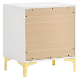 White and Gold 2-Drawer Rectangular Nightstand B062P145600