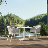 Rowan 24" Rope Barrel Back Patio Dining Chairs, Set of 2, Optic White Acrylic B2719P245966