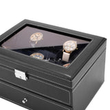 Watch Box 20 Mens Case Glass Top Display Organizer Lockable Black 38015822