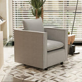 Decorative chair, comfortable gray single sofa chair, soft breathable seat cushion, soft cushion W1727P237735