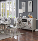 Formal Dining Room Furniture 2pcs Chairs Silver Side Chair Cutout back Cushion Leatherette B011P309220