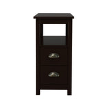 End Table Narrow Nightstand With Two Drawers And Open Shelf-Brown W28206526