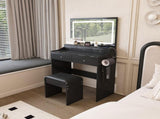 New Large Mirror Vanity Desk for Bed room , Modern Makeup Vanity Set with Power Outlet and Hair 39453746