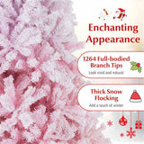 7ft Flocked Christmas Tree - 1264 Branch Tips, Fireproof PVC, 3-Section Assembly, 20" 05926505