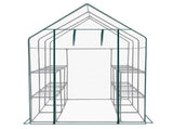 Large Walk-in Greenhouse with PE Cover & Side Windows, 12-Shelf Indoor Outdoor Portable Greenhouse 97679406