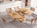 43.3"-59.05" Extendable Round Dining Table for 4-6, Round-to-Oval Kitchen Table with Removable W3867P538531