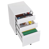 ZUN 3-Drawer Mobile File Cabinet with Lock, Office Storage Filing Cabinet for Legal/Letter Size, 30021254