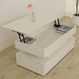 White Color Three-Tier Foldable Coffee Table with Drawers for Living Room Home Furniture W650P263502