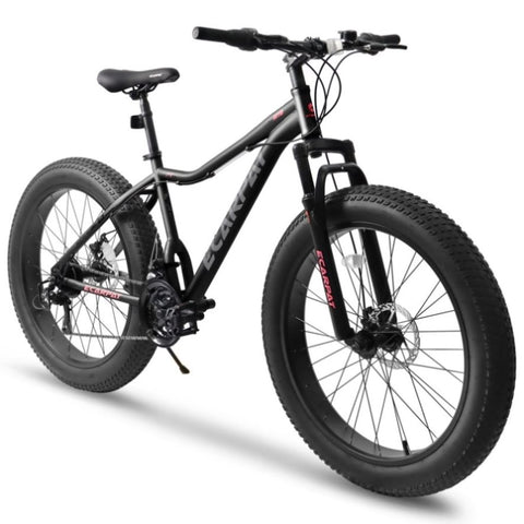 ZUN Ecarpat 26 Inch Fat Tires Mountain Bike, 4-Inch Wide Wheel, 21-Speed Disc Brakes, Mens Womens Trail W2563P156280