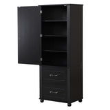 ZUN Tall Bathroom Storage Cabinet, Freestanding Storage Cabinet with Two Drawers and Adjustable Shelf, WF312728AAB