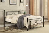 1pc Full Platform Bed Black Finish Metal Frame Ball Finials Modern Traditional Look B011P207843