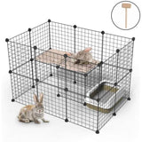 ZUN Pet Playpen, Small Animal Cage Indoor Portable Metal Wire Yard Fence for Small Animals, Guinea Pigs, 26976233