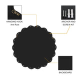 Solid Wood Wavy Mirror-Black Vanity Mirror Wall Decor 36" x 36" Modern Mirror Wall Decor for W1445P189557