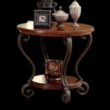 Traditional Style Brown Cherry 1pc END TABLE Open Bottom Shelf Ornate Design Living Room Furniture B011P184987