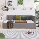 ZUN Upholstered Daybed with 2 Storage Drawers Twin Size Sofa Bed Frame No Box Spring Needed, Linen 55807837