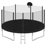 ZUN 14FT Trampoline for Kids with Safety Enclosure Net, Basketball Hoop and Ladder, Easy Assembly Round 60865523