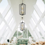 ZUN 8-Light Lantern Tired Farmhouse Ceiling Hanging Light Black Chandelier Metal Modern Pendant Light W1592P209881