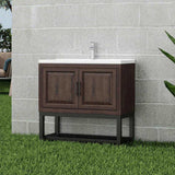 36" Bathroom Vanity White Ceramic Sink & Hot and Cold Faucet , Freestanding Bathroom Cabinet W688P224383