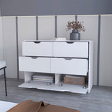 Dillon 4 Drawers Dresser, Chest of Drawers with 2 Cabinets B128P148697