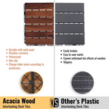 30 PCS Interlocking Deck Tiles Striped Pattern, 12" x 12" Square Acacia Hardwood Outdoor Flooring W2391P276690