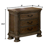 Traditional Rustic Natural Finish Solid wood 1pc Nightstand Bronze Hanging Pull Bedroom Bedside B011P233657