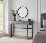 39" Mirrored Makeup Vanity Table with Stainless Steel Base, Mirrored Console Dressing Table with 2 N704P171796B