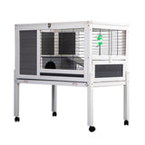 ZUN Wooden Rabbit Hutch with Wheels, Indoor/Outdoor Pet House with Pull Out Tray - Gray and White W2181P153133