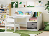 Kids Table and Chair Set with Storage Drawers House-Shaped Study Desk for Playroom Bedroom- White 77469189