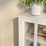 Buffet storage cabinet with double glass doors and unique bell handle W28227723