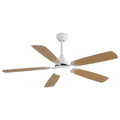 ZUN Indoor Modern 52 Inch Ceiling Fan With Dimmable 6 Speed Wind 5 Blades Remote Control Reversible DC W934P189485