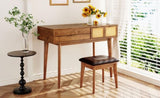 43.3" Classic Wood Makeup Vanity Set with Flip-top Mirror and Stool, Dressing Table with Three N704P165645