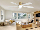 52 Inch Ceiling Fan with Dimmable 3 Colors LED Light Reversible Noiseless DC Motor Smart APP Remote W934P152352