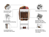 White Portable Garment Rack,Clothes Valet Stand with Storage Organizer W760P145401