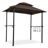 Outdoor Grill Gazebo 8 x 5 Ft, Shelter Tent, Double Tier Soft Top Canopy Steel Frame with hook W41918149