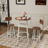 3-Piece Bar Table Set with 2 Bar Stools Modern Pub Table with Backrests & Storage Shelf W578P303852