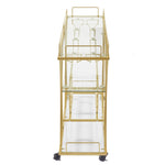 ZUN Electroplated Glass Bar Cart, With Wine Rack And Glass Holder, For Kitchen, Serving, Hotel Gold 59267450