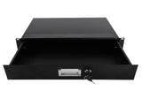 19" 2U Steel Plate DJ Drawer Equipment Cabinet with Keys Black 19646401