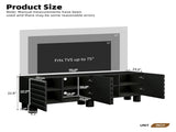 Stylish Thick Wavy Door TV Cabinet with Adjustable Shelves, Cream Style TV Stand with 4 Cabinets for N721P350797B