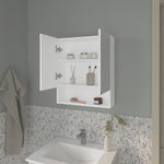 ZUN Lodge Medicine Cabinet with Mirrored Doors and Open Storage, White B128P263726