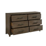 ZUN Dark Walnut Finish Dresser of 6 Drawers Classic Design Bedroom Furniture 1pc B011140394