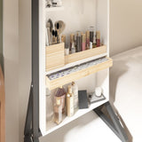 ZUN 360&deg; Swivel Jewelry Armoire & Makeup Mirror Cabinet With 2 Bottom Drawer, Rotates Freely, Spacious W760P152287