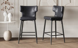 28inch Counter Height Bar Stools Set of 2, Modern Bar Upholstered Chairs with PU Leather, Metal N762P199304B