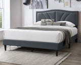 Modern Vintage Look 1pc Queen Size Bed Charcoal Burlap Fabric Nailhead Trim Accents Headboard B011P238960