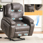 ZUN Power Lift Recliner Chair with Massage for Elderly, Overstuffed Wide Recliners, Heavy Duty and W1622P196284