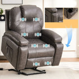 ZUN Power Lift Recliner Chair with Massage for Elderly, Overstuffed Wide Recliners, Heavy Duty and W1622P196284