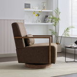 30.3"W Swivel Modern Upholstered Accent Chair with Solid Wood Armrests and 360 Degree Comfy Lounge W1298P246435